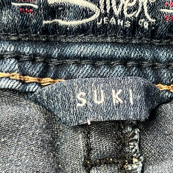 Silver Suki Jeans Skinny Womens 26/29 Blue Stretch Denim Heavy Stitching - Picture 5 of 10